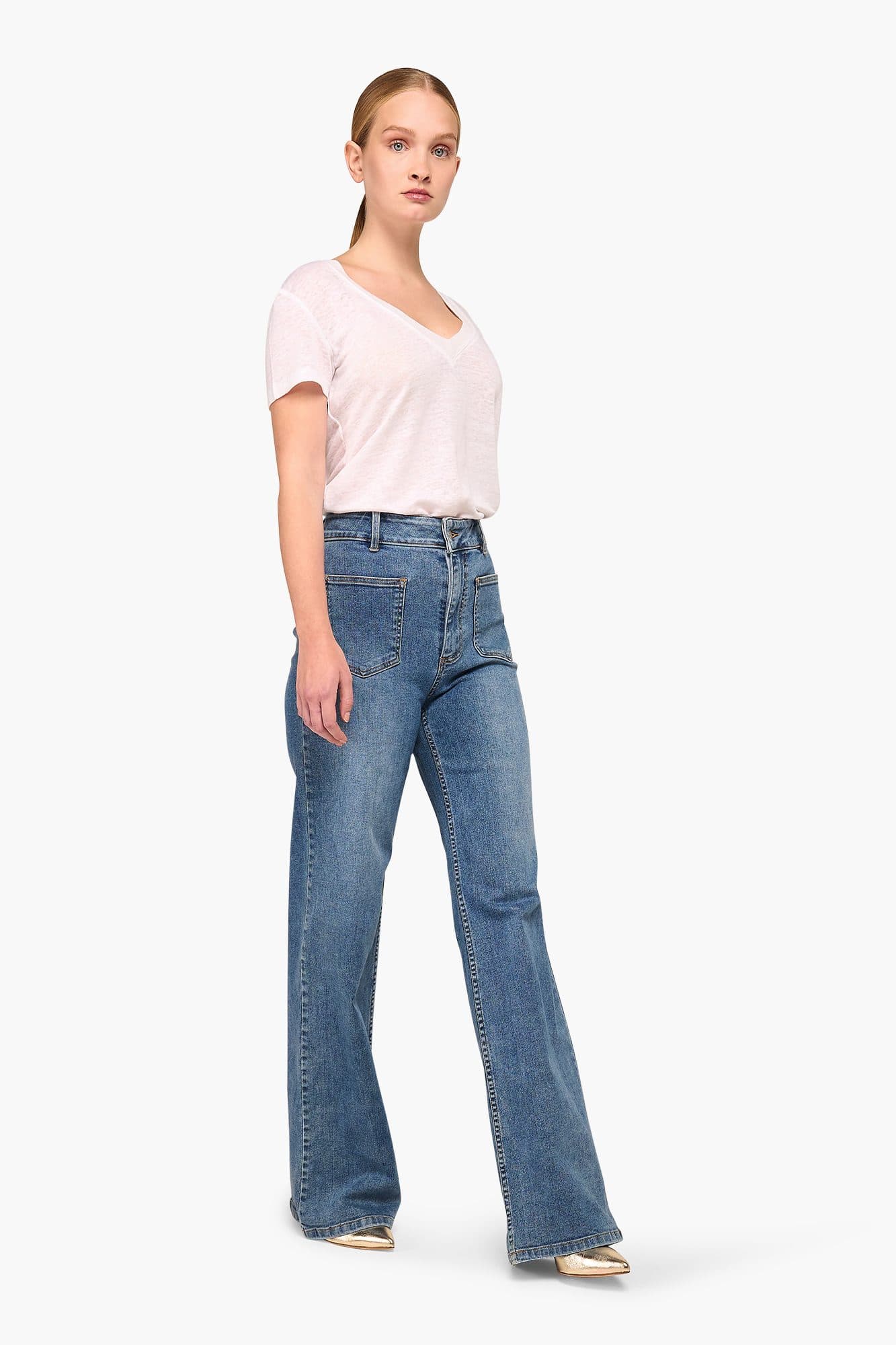 High Rise Flared Jeans Dames Jagger Blauw 422