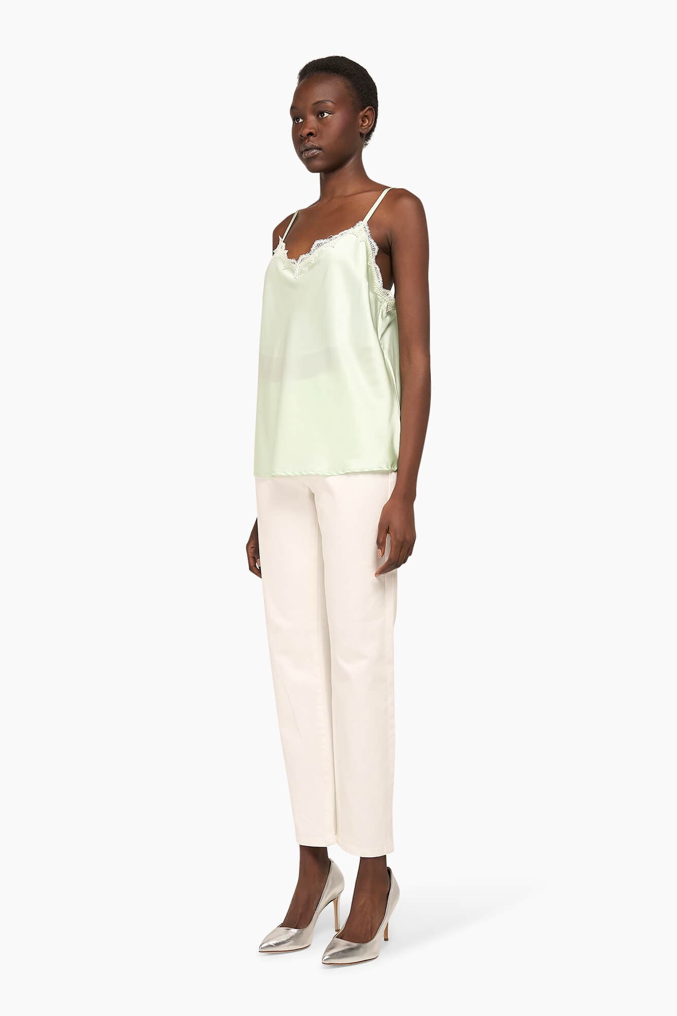 Zijden Top Dames Kant River Mint - 4