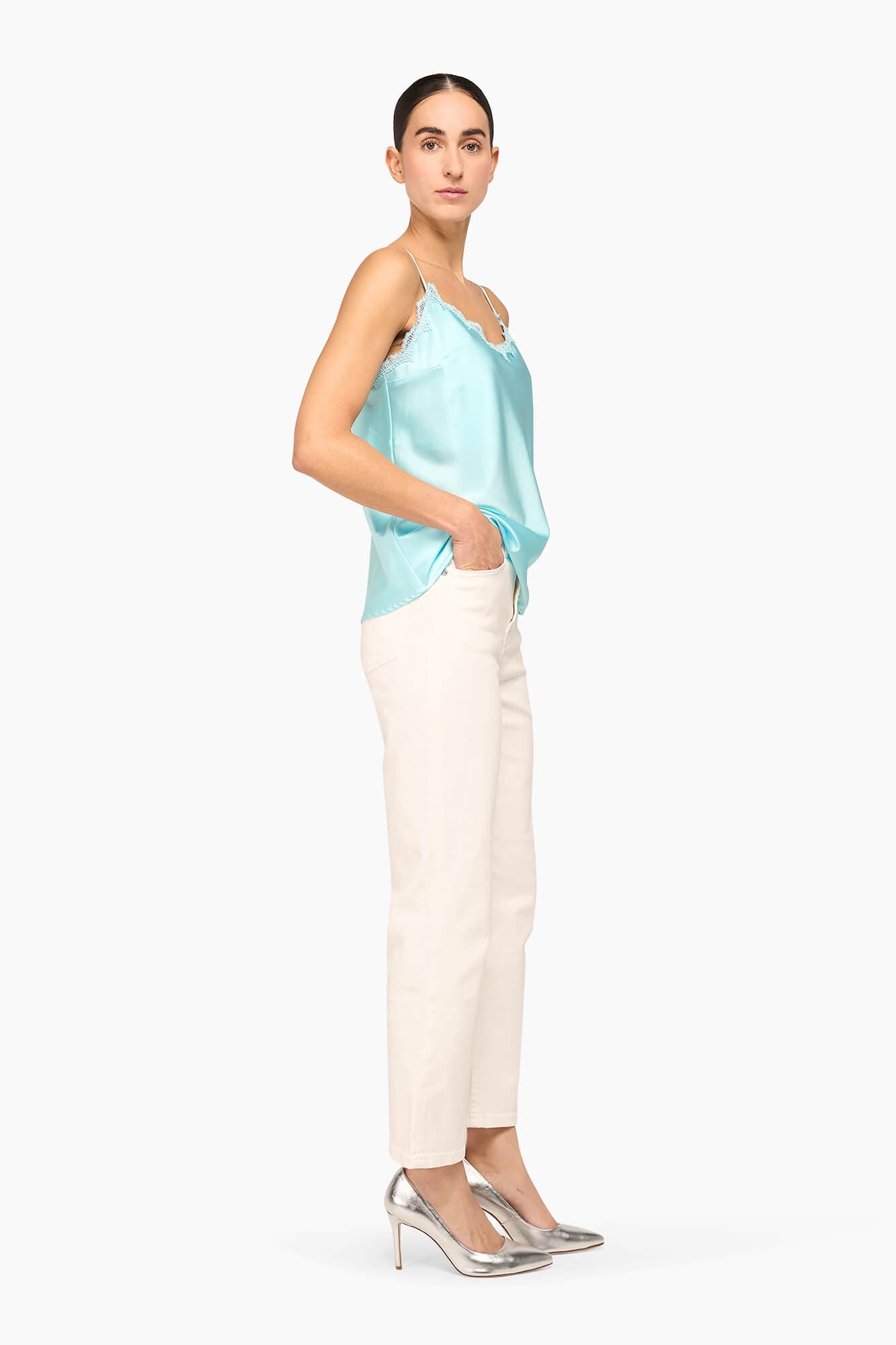 Zijden Top Dames Kant River Blauw - 4