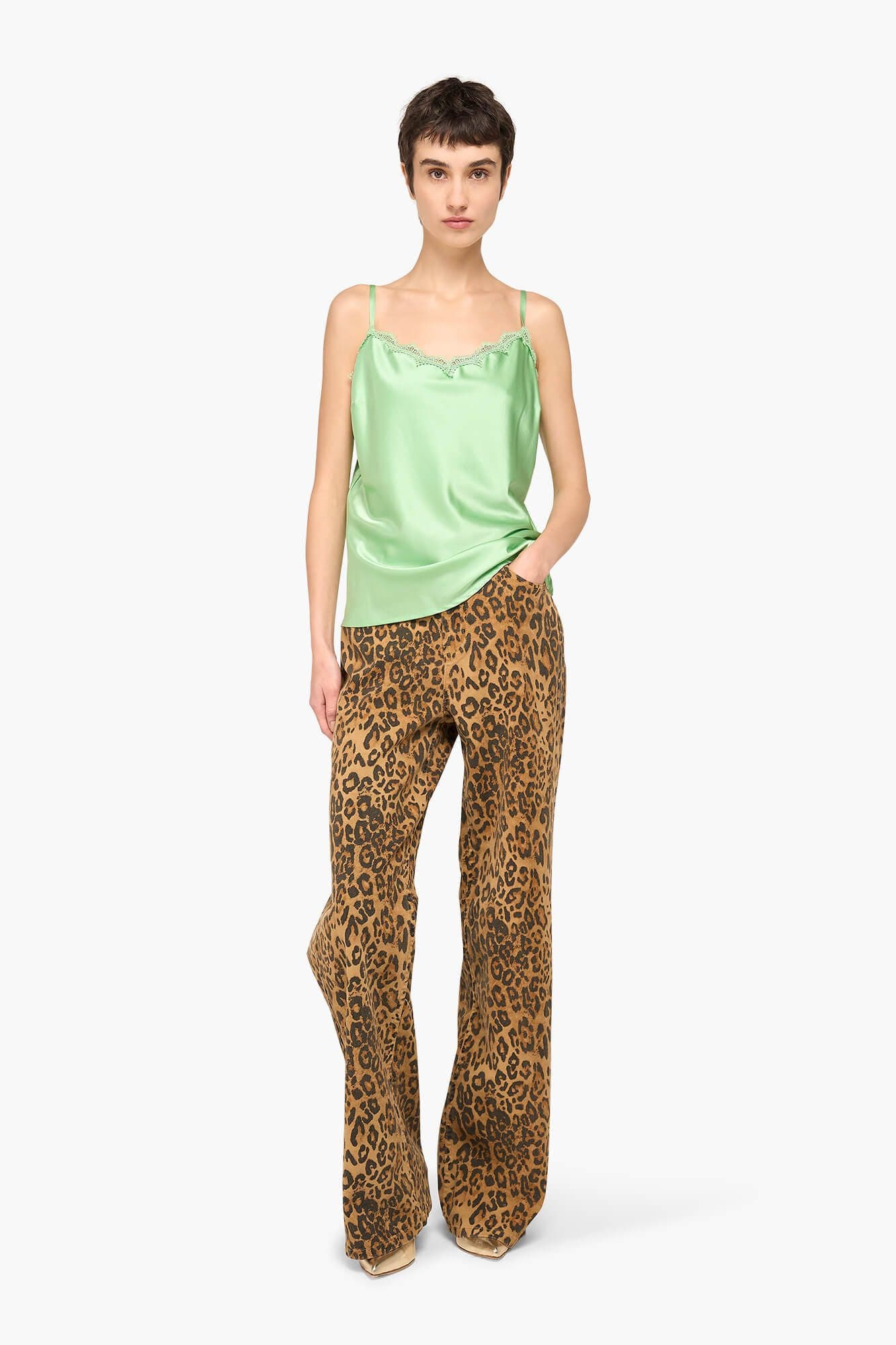 Zijden Top Dames Kant River Groen