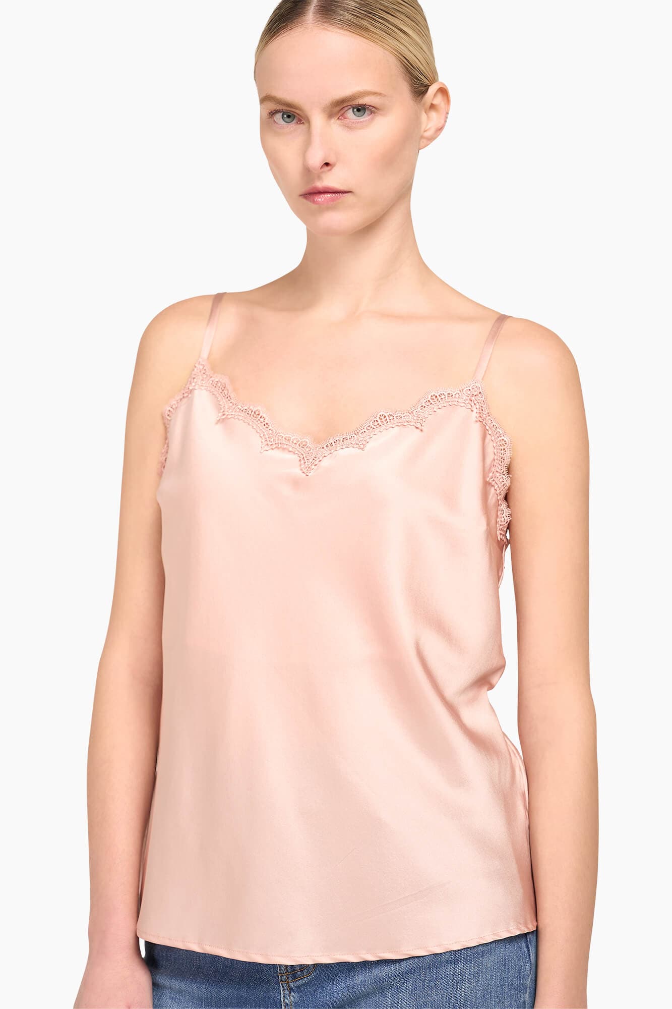 Zijden Top Dames Kant River Roze - alternatieve afbeelding