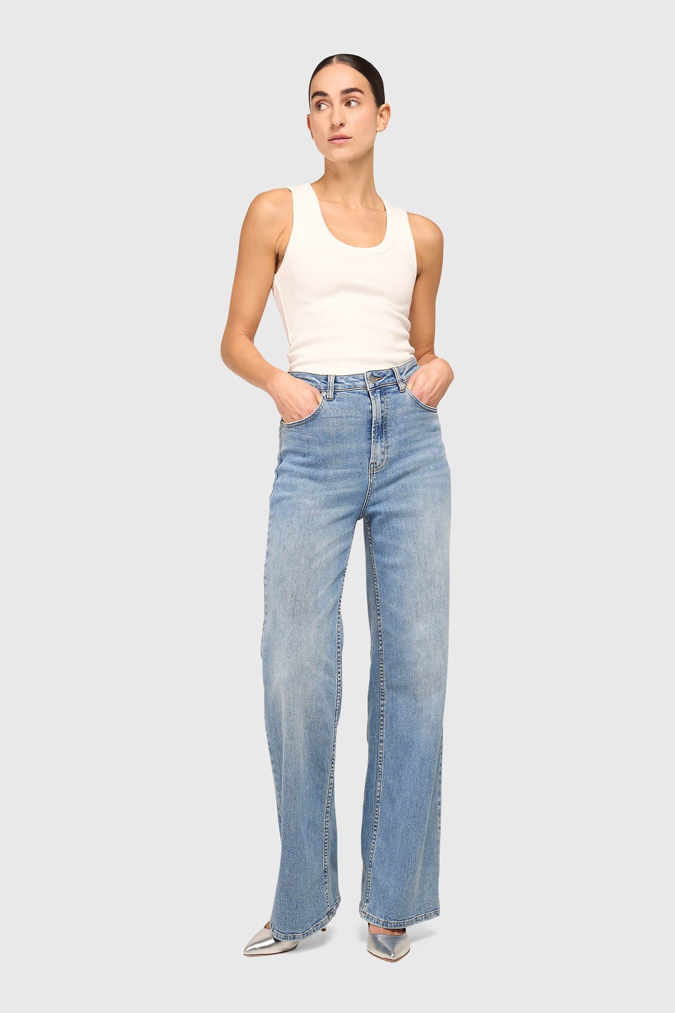 Jeans Dames Wijde Pijp Jason Blauw 323 - alternatieve afbeelding