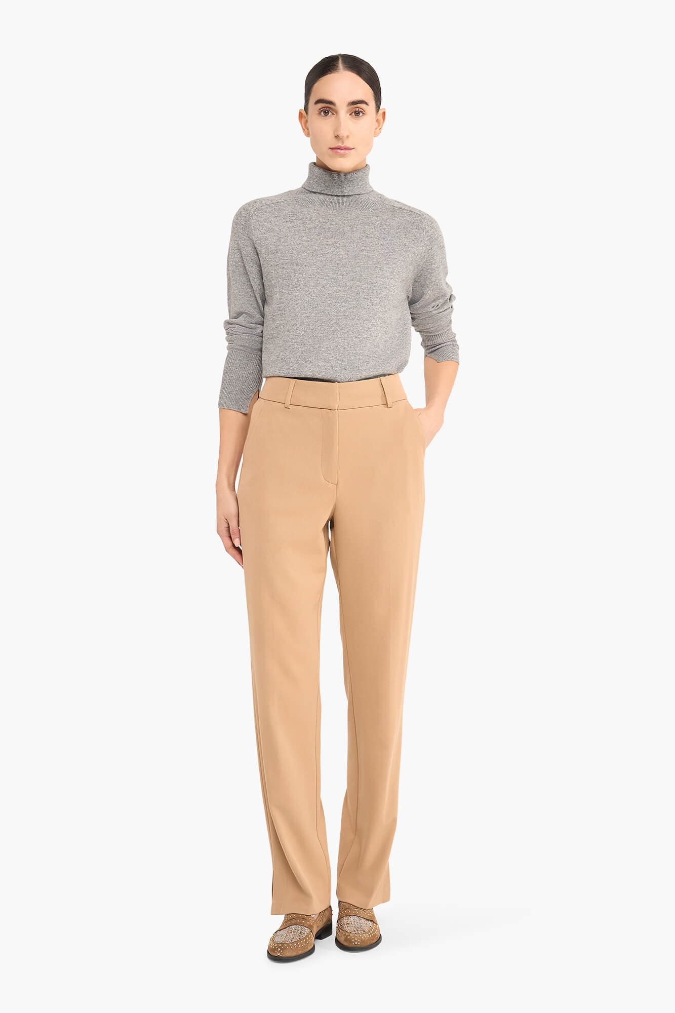 Broek Dames Splitje Marc Beige