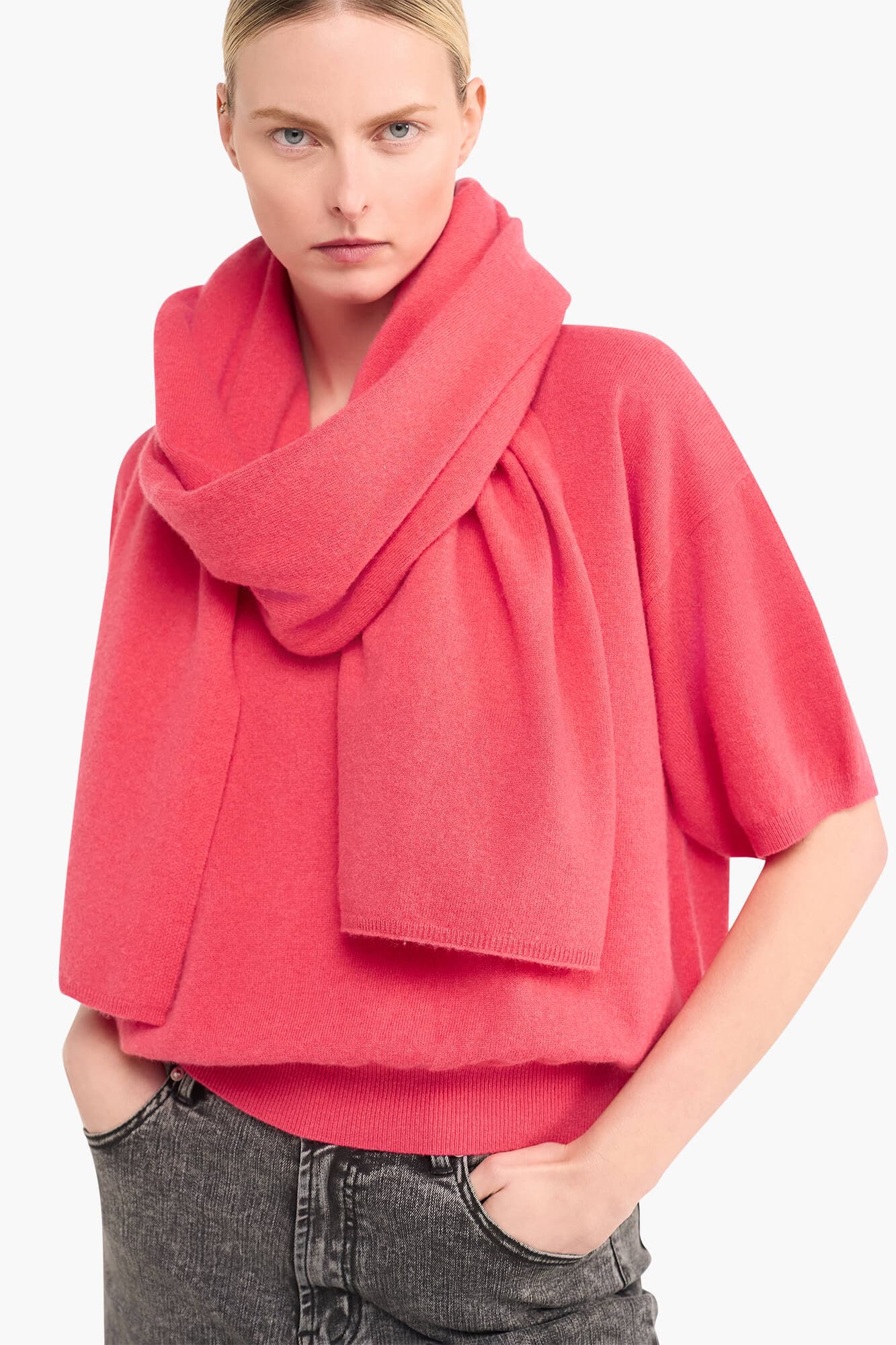 Cashmere Sjaal Dames Santos Coraal - alternatieve afbeelding