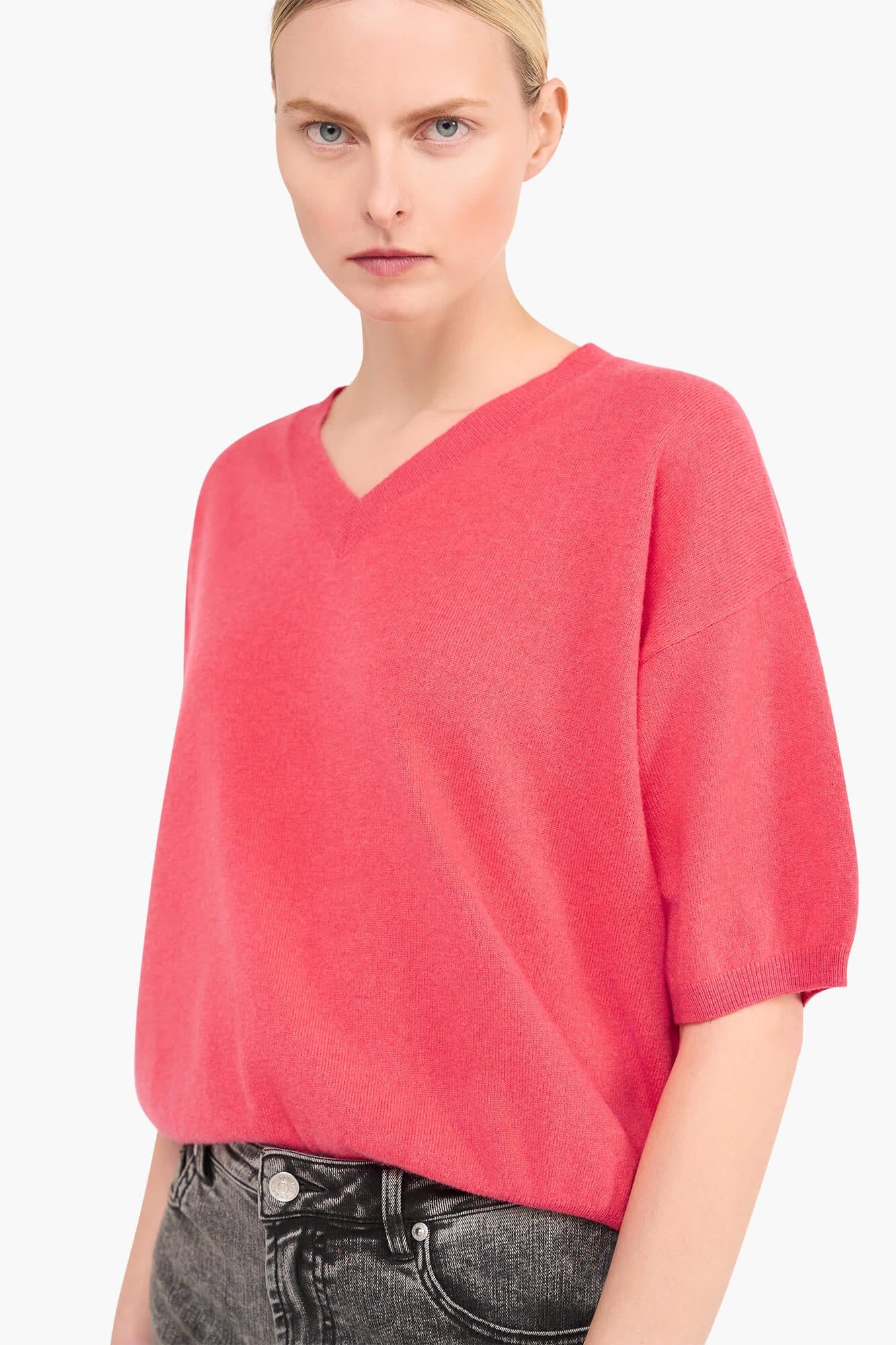 Cashmere Trui Dames Korte Mouw Romeo Coraal - alternatieve afbeelding