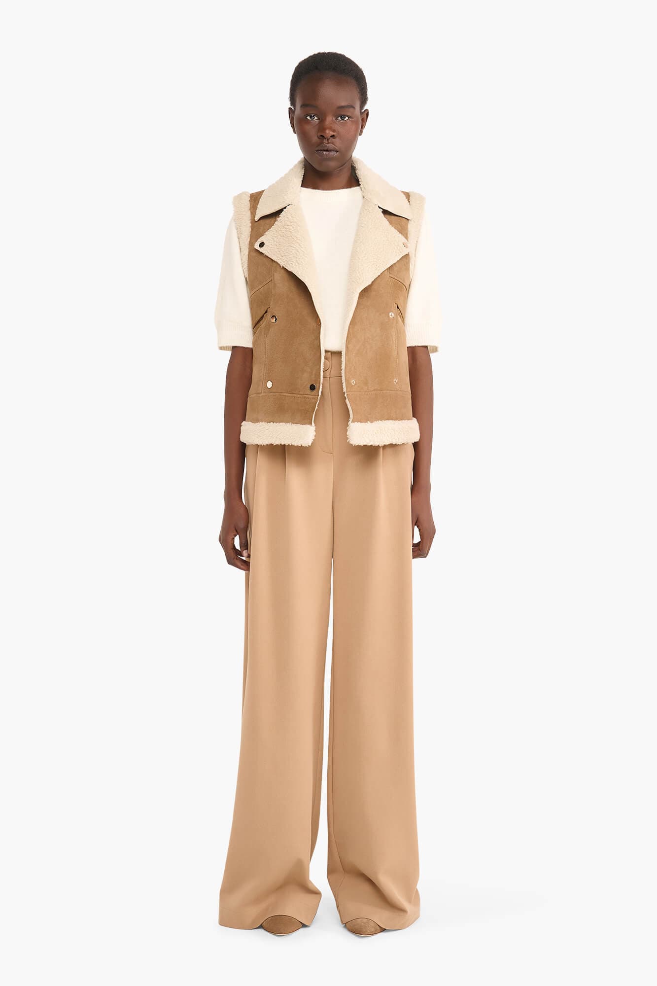 Lammy Dames Vest Suede Nick Cognac