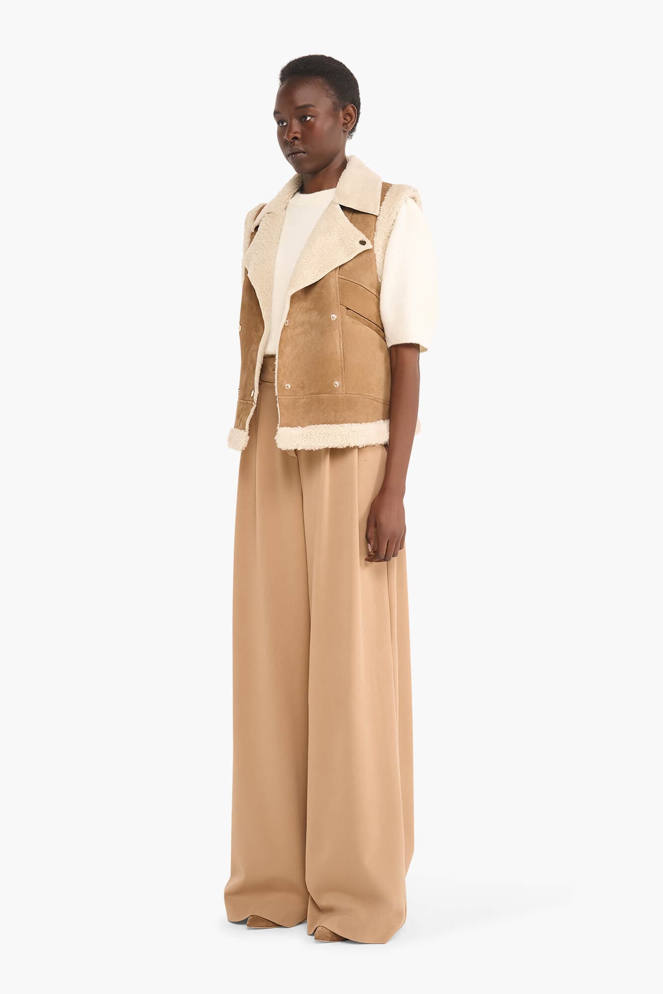 Lammy Dames Vest Suede Nick Cognac - 4