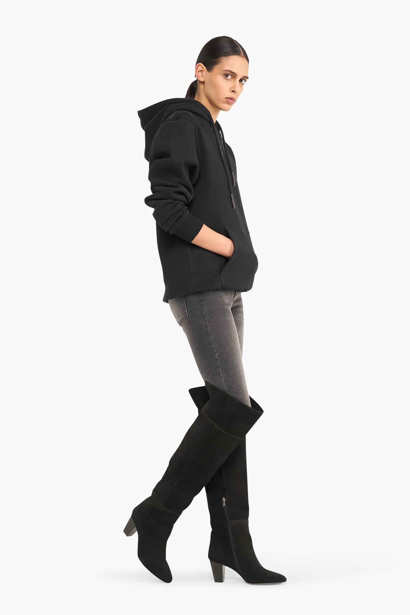 Hoodie Dames Katoen Logo Zilver Scott Zwart - 3