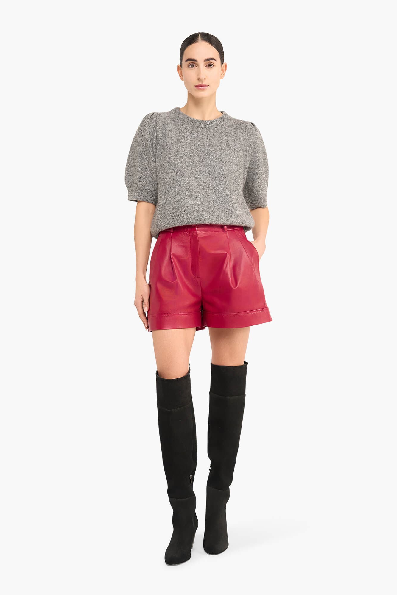Shortje Dames Leer Arthur Rood