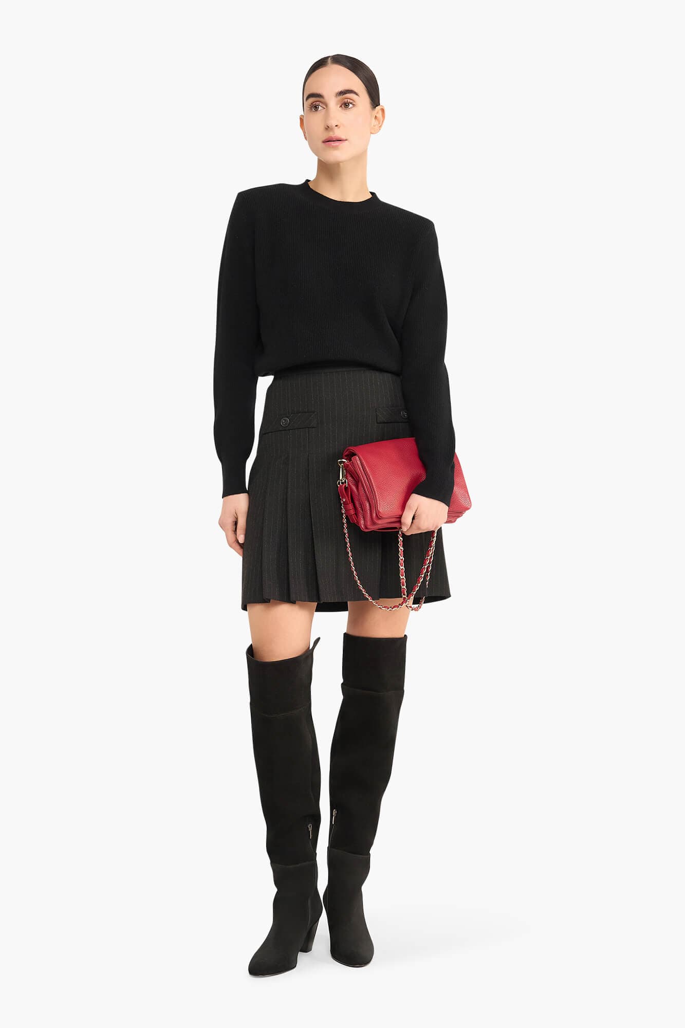 Rokje Plooien Krijtstreep Saint Zwart - 3