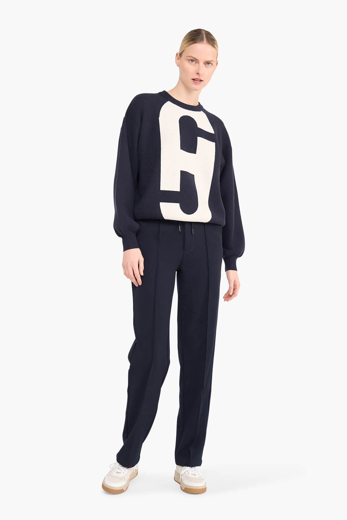 Sweater Dames Gebreid Viscose Logo Andy Blauw - 3