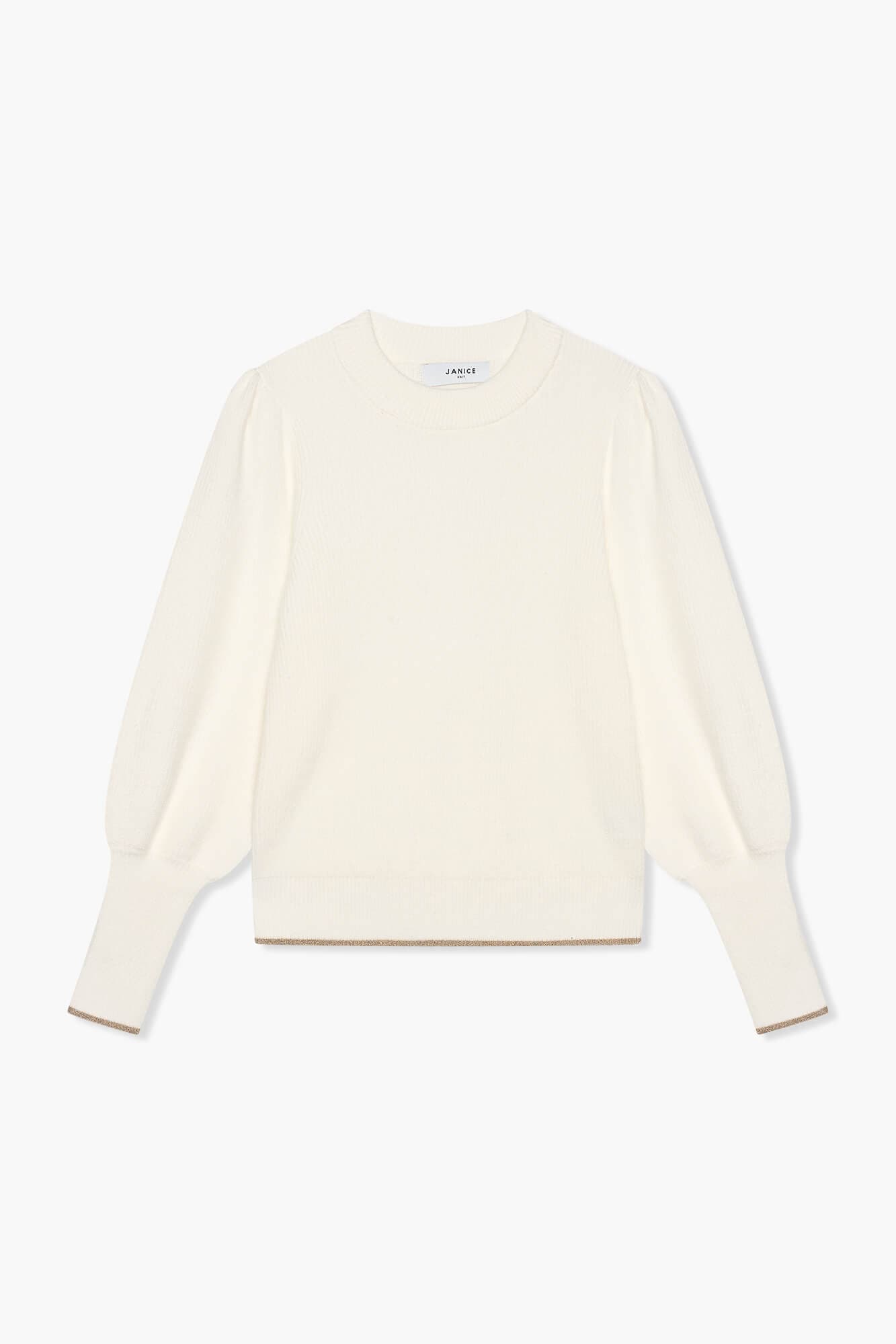 Trui Dames Pof Mouw Viscose Jay Off White Goud - 4