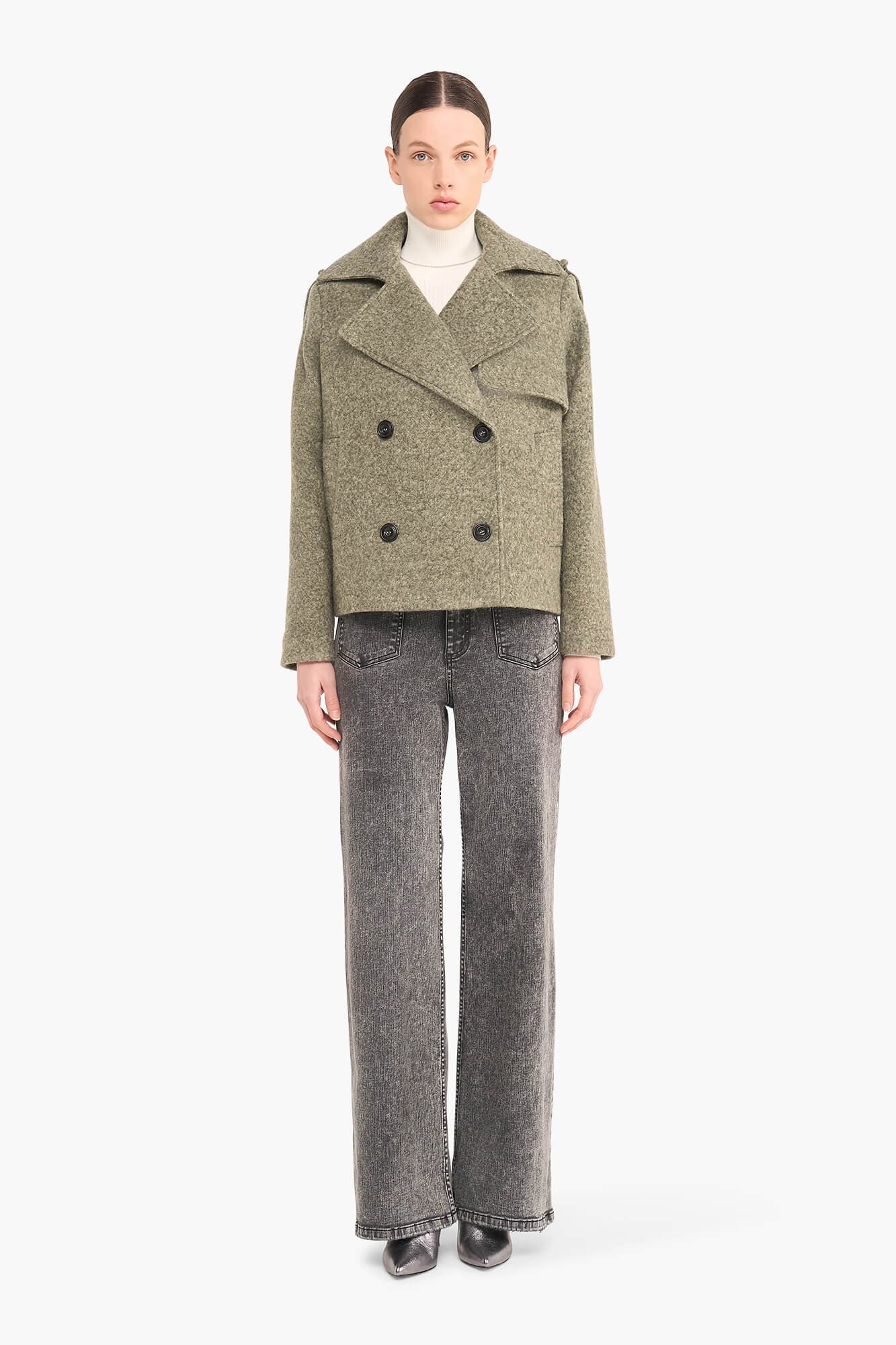 Wollen Jas Dames Kort Jean Groen