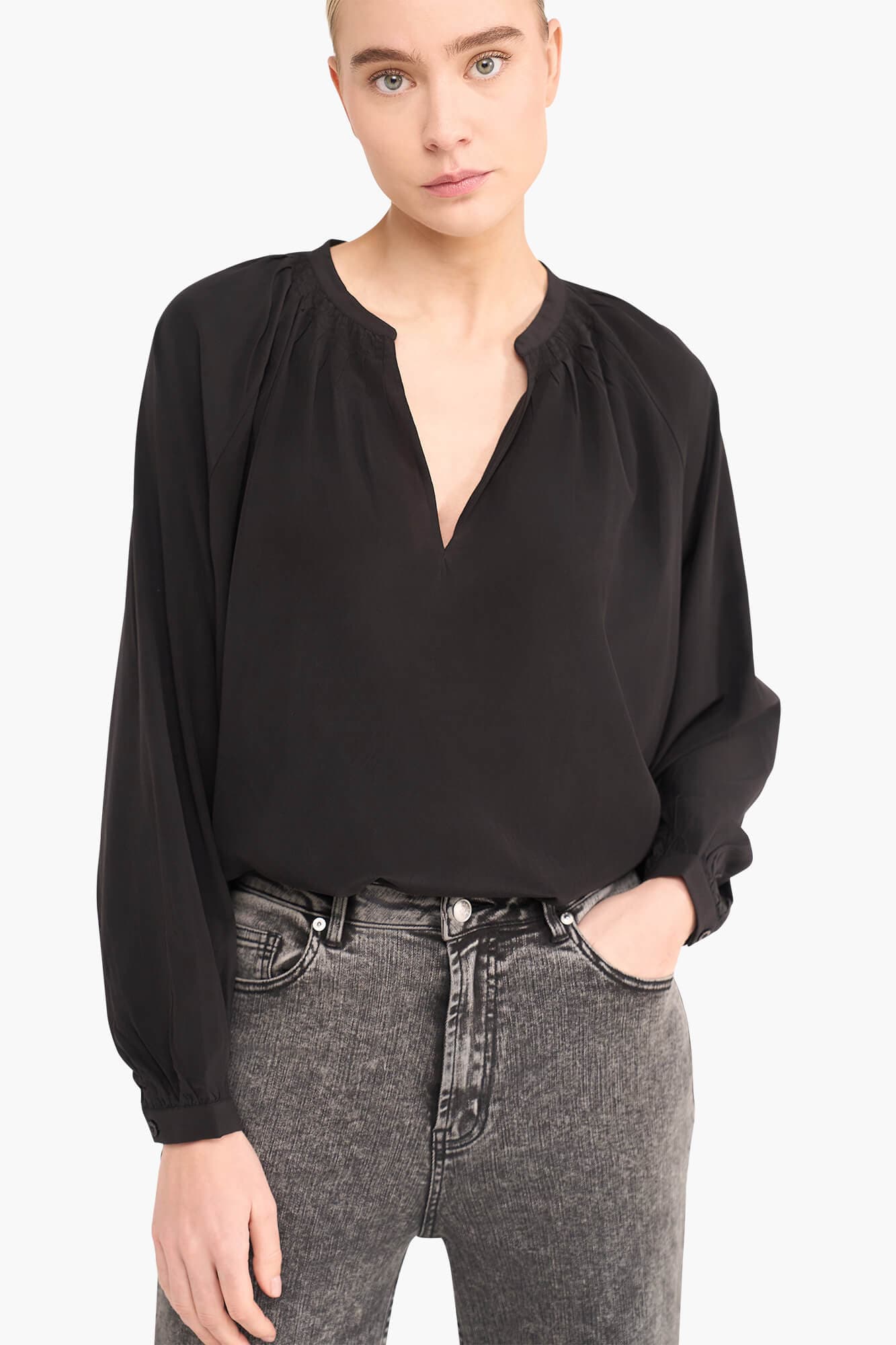 Zijden Dames Blouse Landon Zwart - alternatieve afbeelding