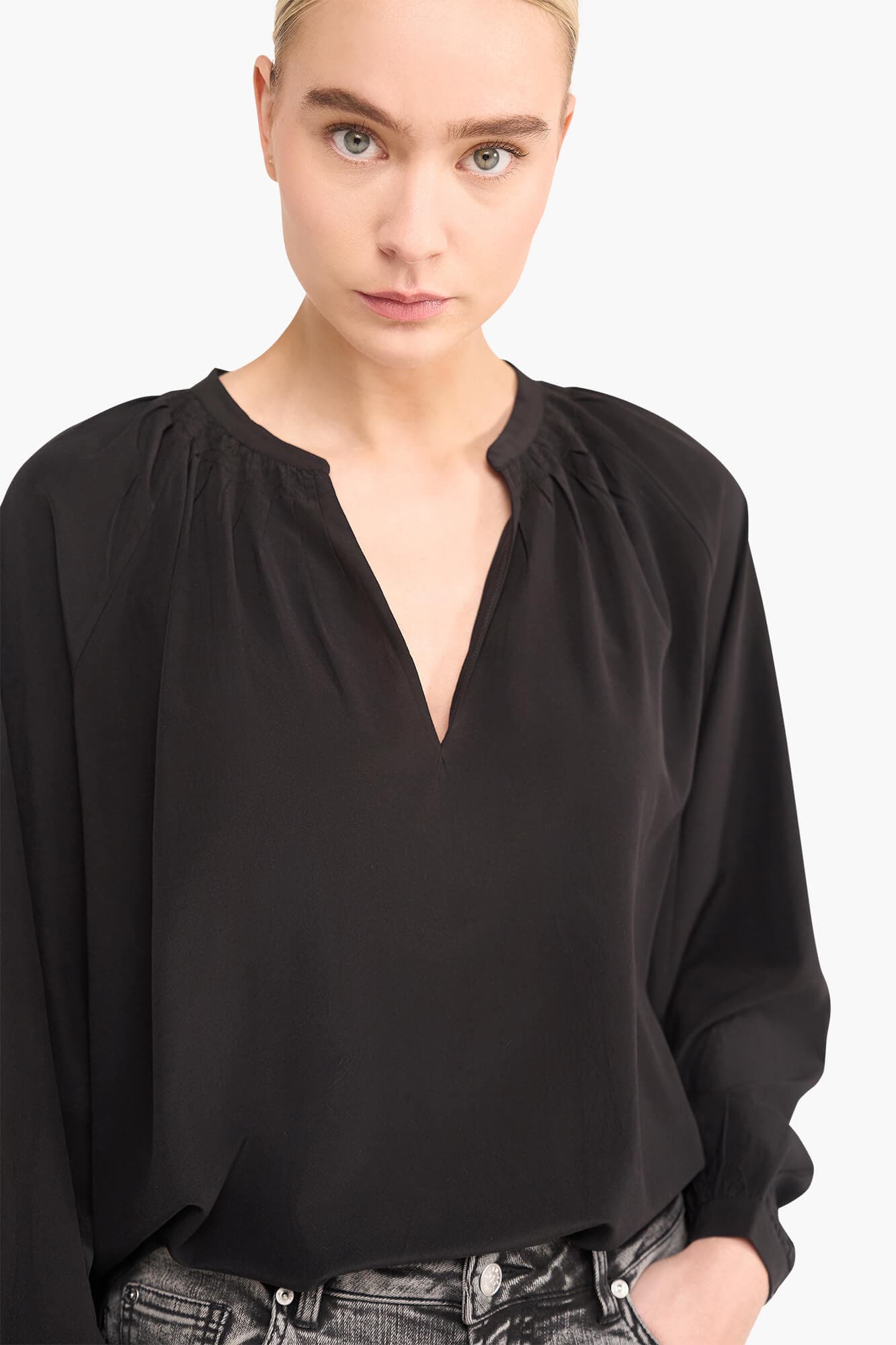 Zijden Dames Blouse Landon Zwart - 3