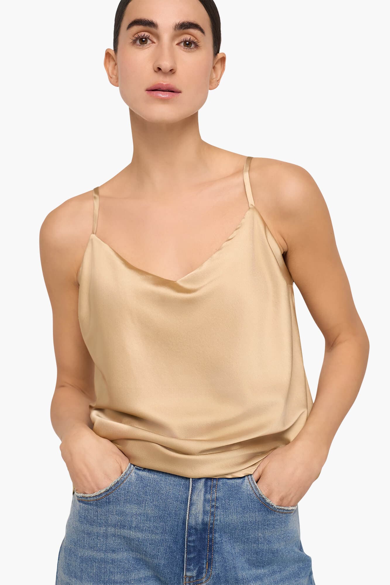 Zijden Top Dames Stretch River Goud - alternatieve afbeelding