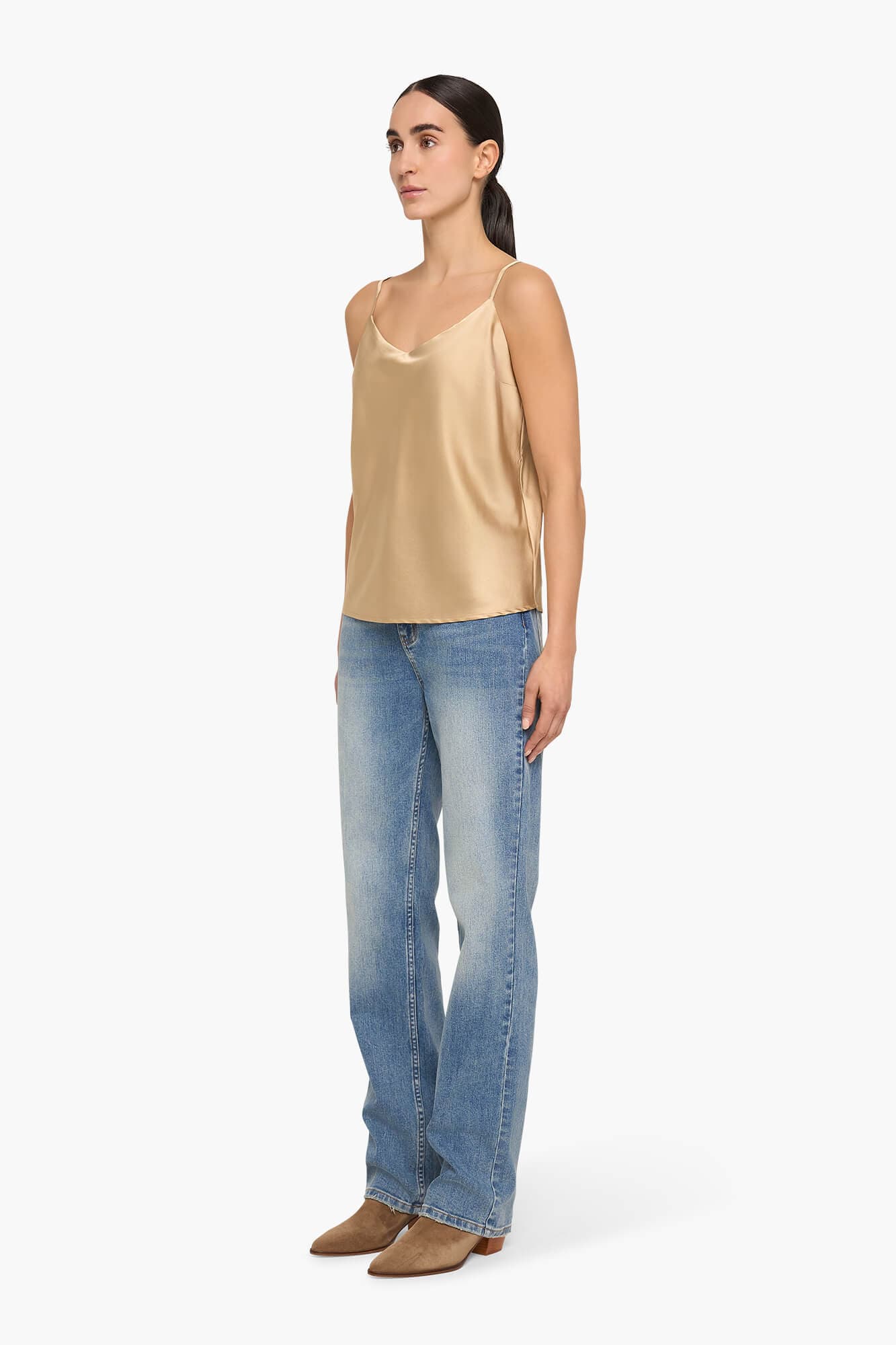 Zijden Top Dames Stretch River Goud - 3