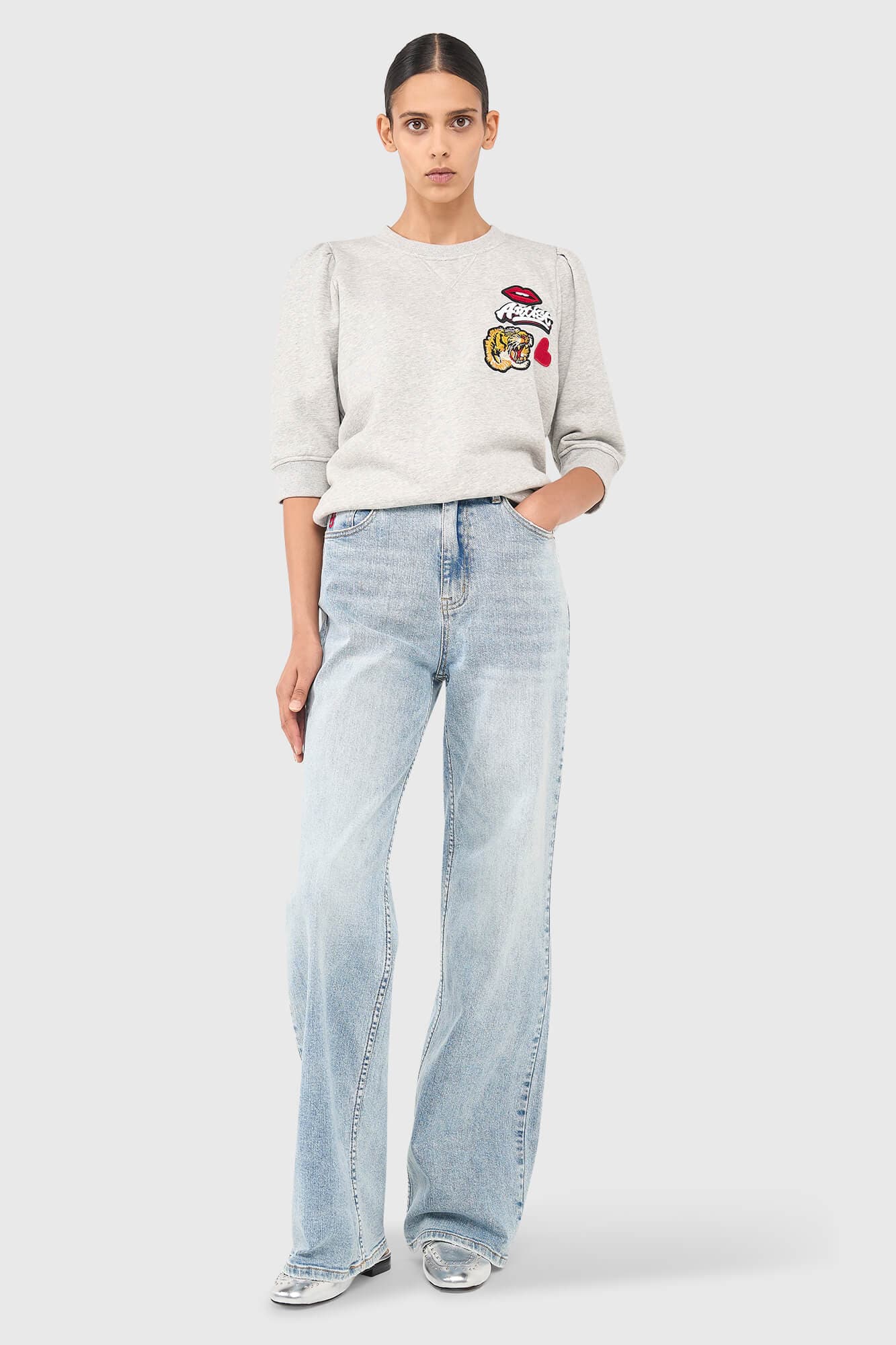 Frank Sweater Grijs Patches