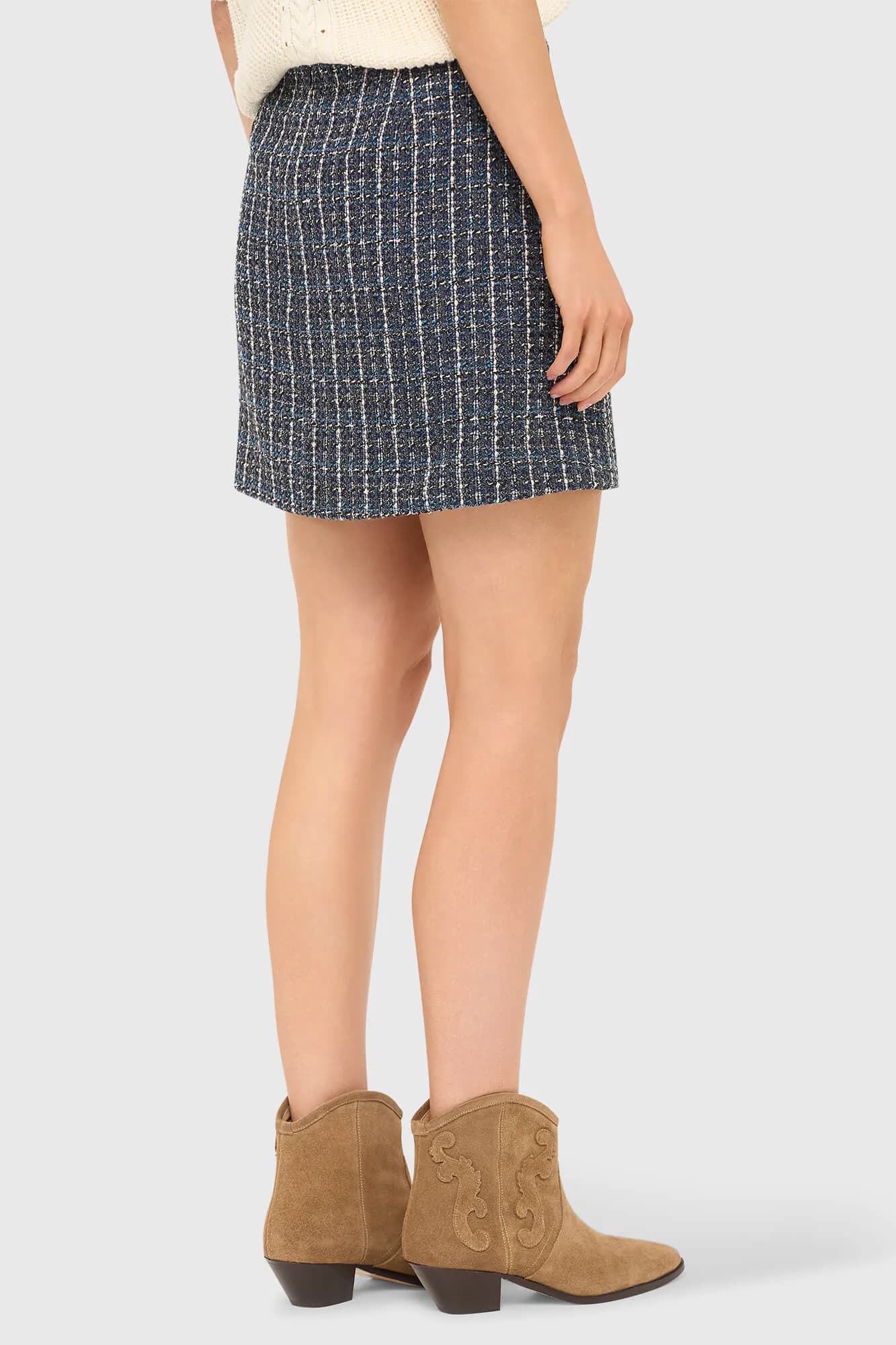Rok Kort Tweed Nade Blauw - 4